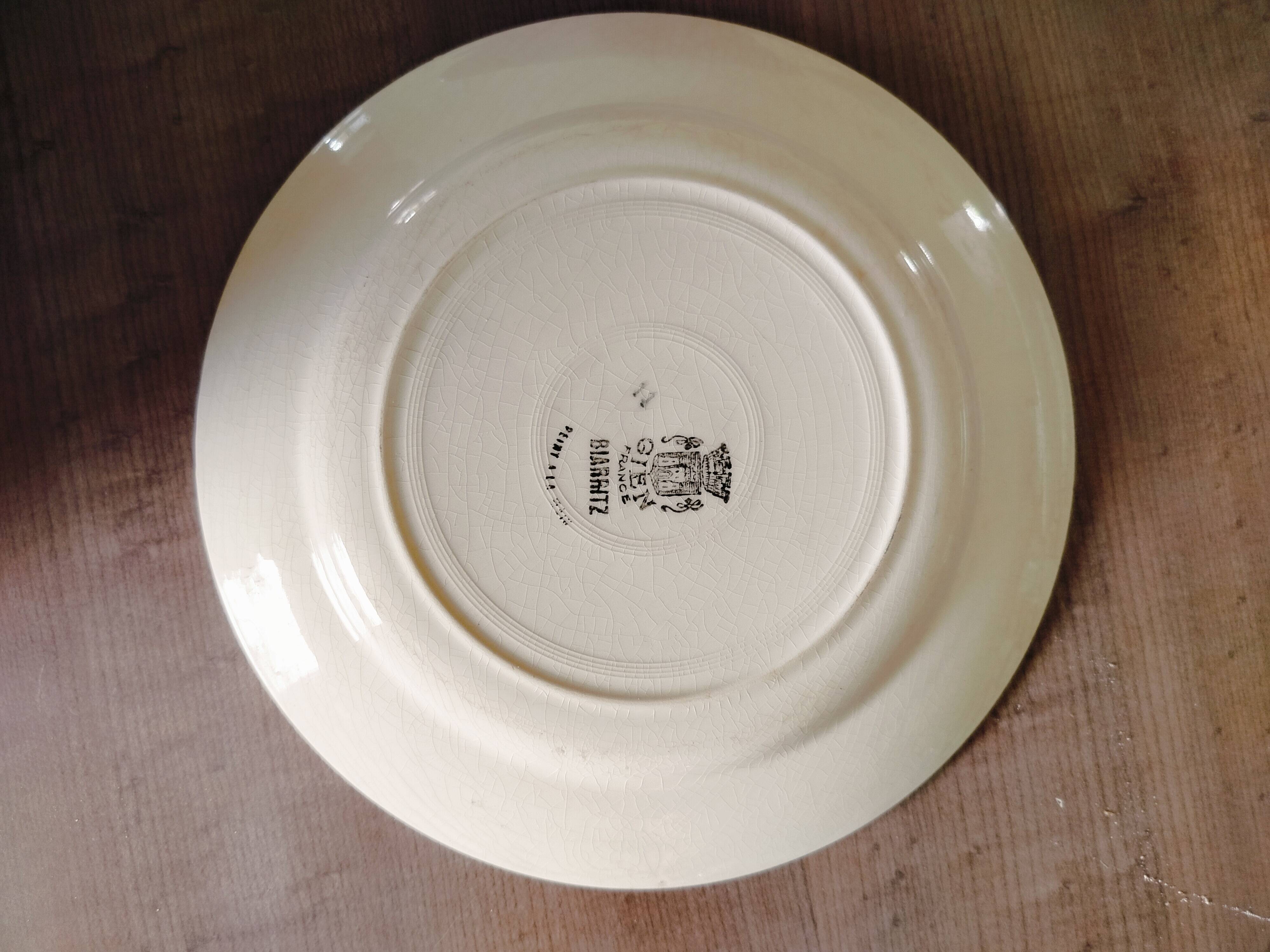 Lot de 10 assiettes plates Gien décor floral