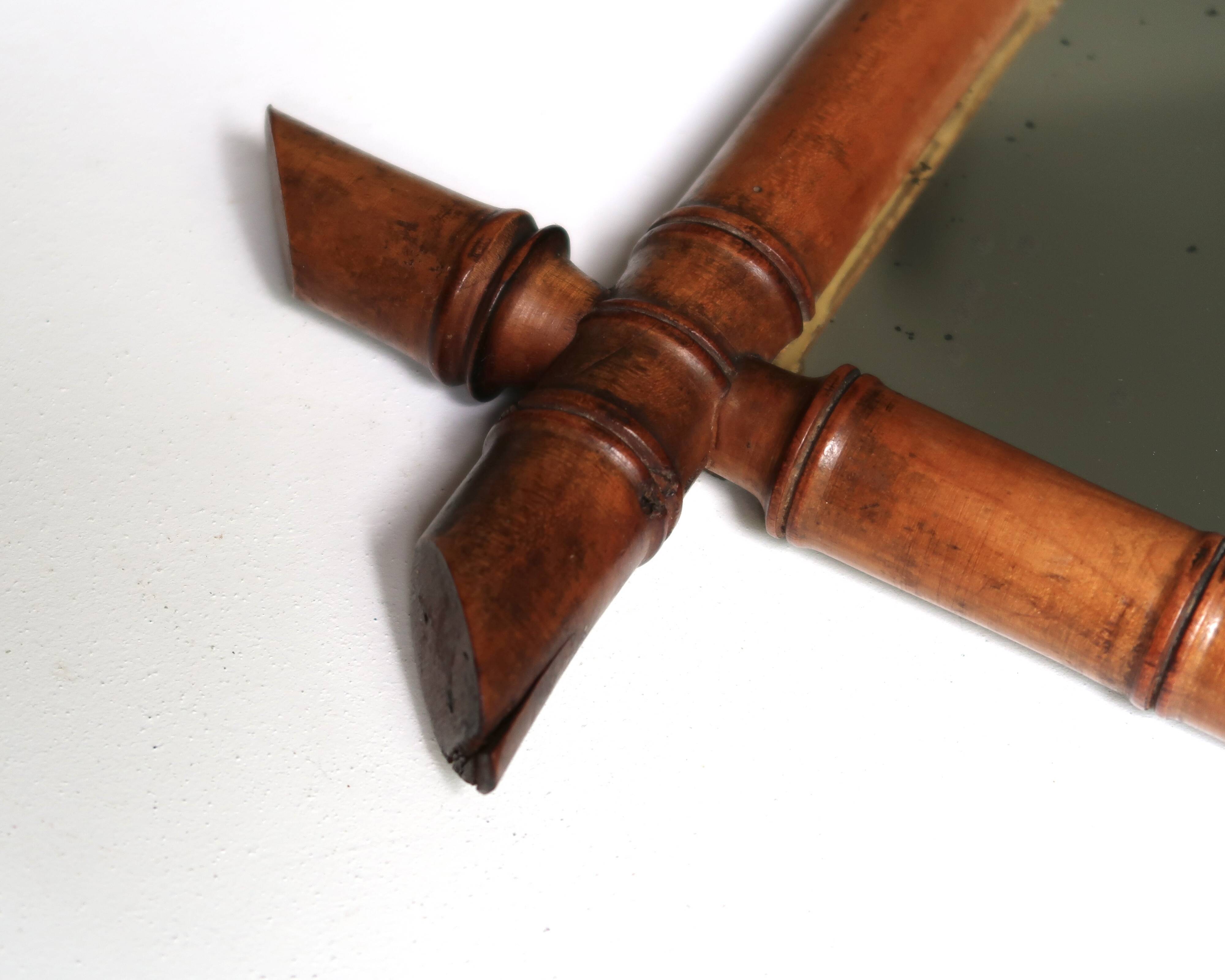 Small mirror with turned wooden frame, 1930s