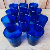 Set of 11 blue vintage glasses