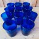 Lot de 11 verres vintage bleus