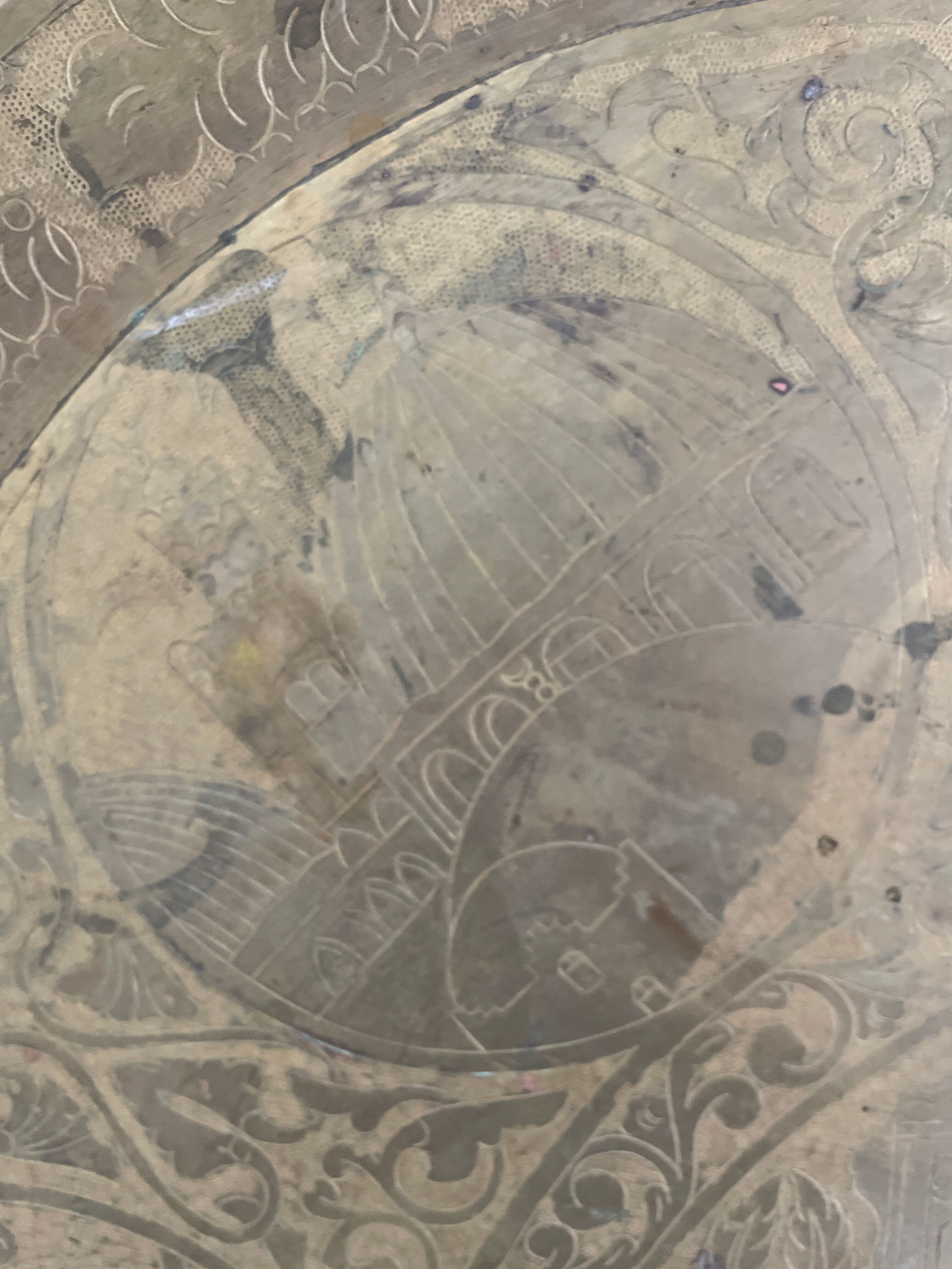 Ancient eastern brass plate engraved with Mamluk decoration – 96