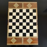 Vintage syrian chess board box wooden mosaic inlaid marquetry