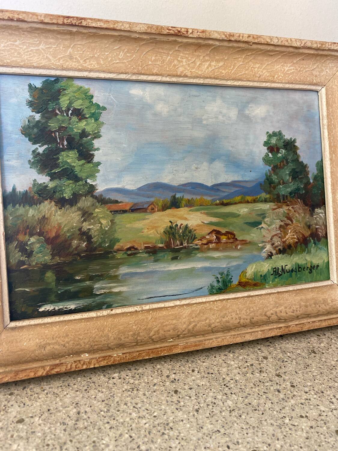 Peinture paysage de campagne signée