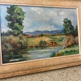 Peinture paysage de campagne signée