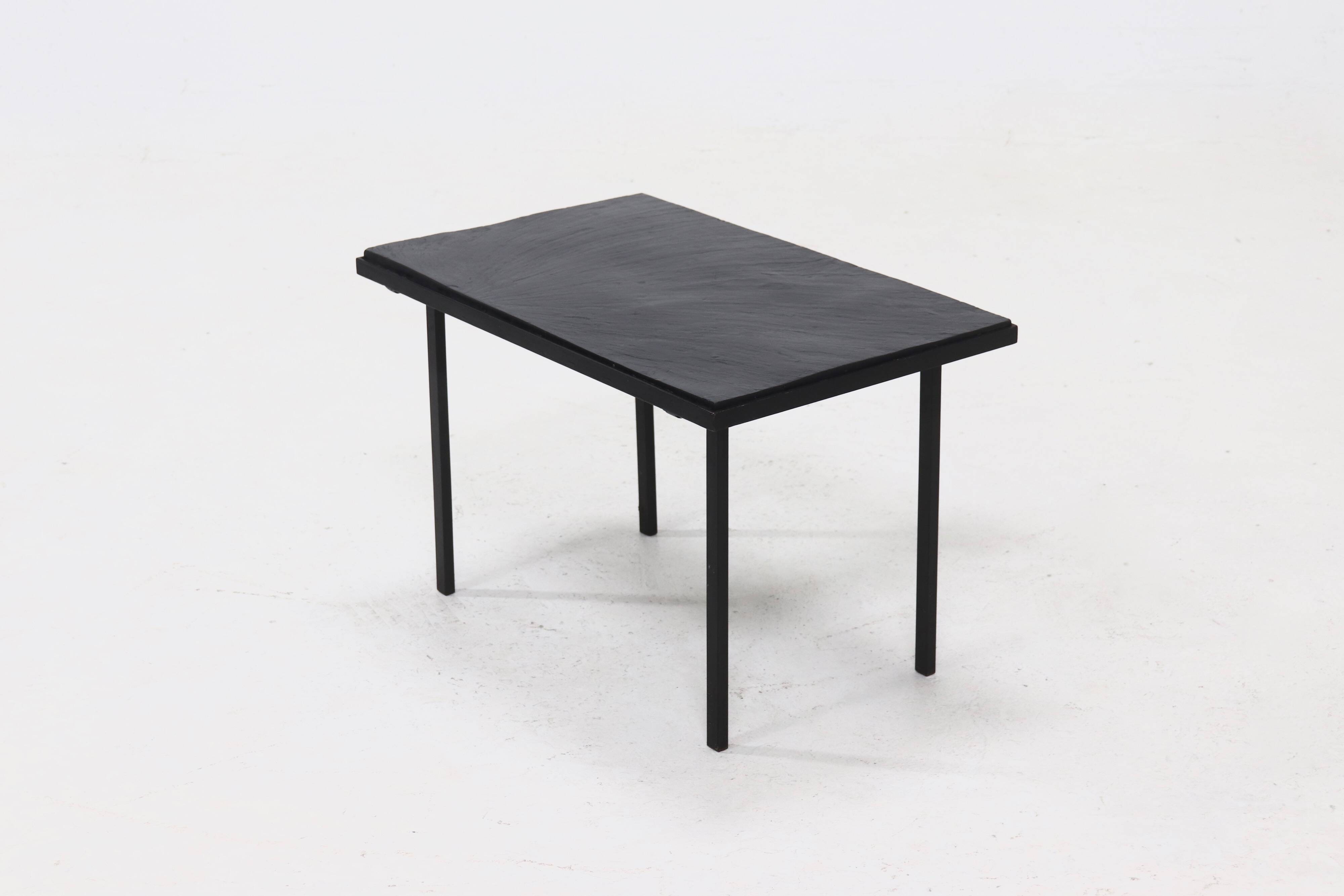 Minimalist Steel and Slate Side or Coffee Table 1960s