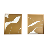 Tableaux diptyque relief fond marron camel et crème