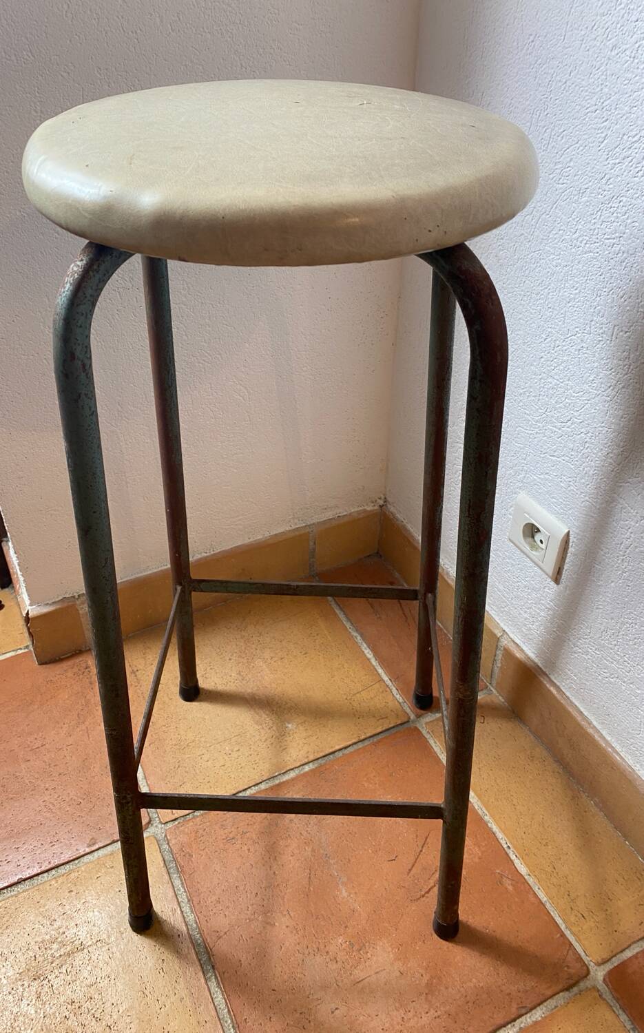 Vintage industrial metal stool