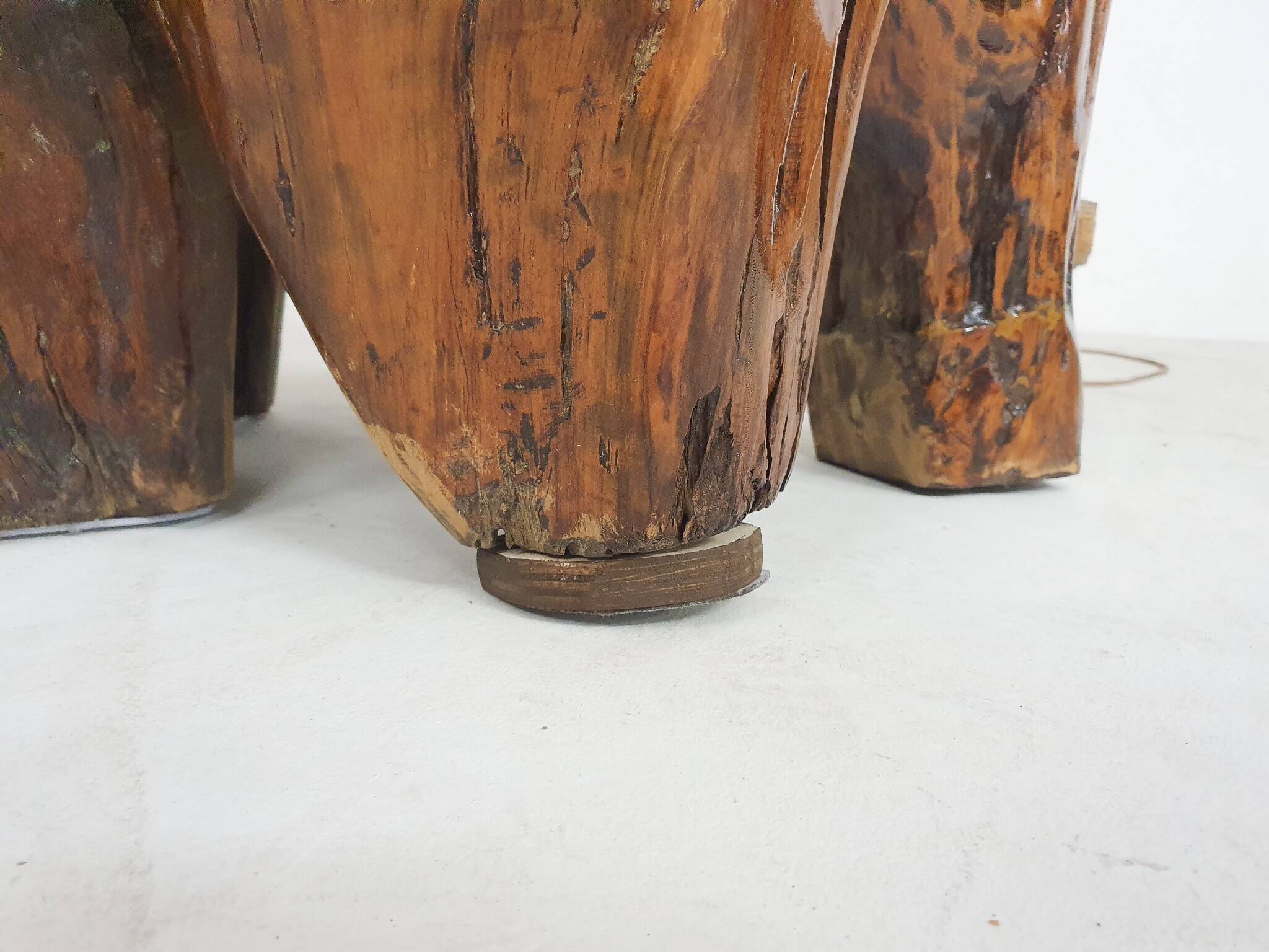 Hand carved wooden tree trunk chair, 1970's