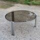 Coffee table design of the 70s smoked glass base chrome Diameter 84cm