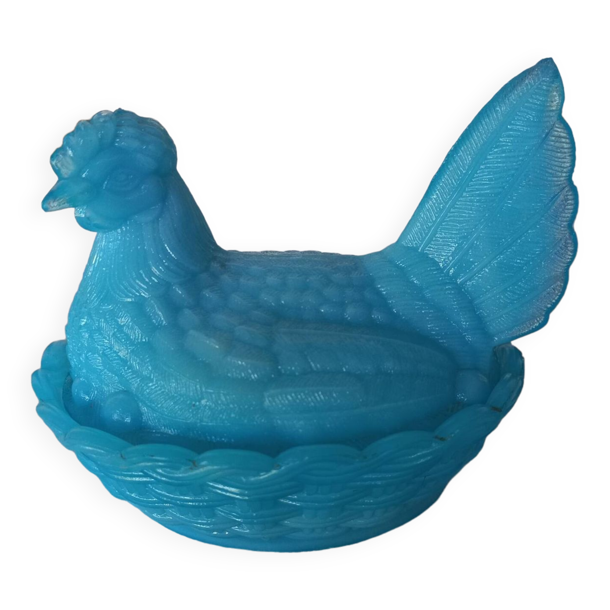 Blue opaline hen candy box