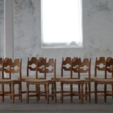 Set of 8 Razorblade chairs in oak and jute by Henning Kjærnulf, 1960s