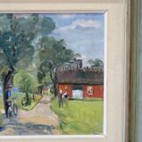 Carin Tham (1888-1967), Scandinavian Modern Landscape, 1942, Oil on Panel, Framed