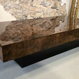 Coffee table in elm burl veneer attributed to Willy Rizzo - 1970