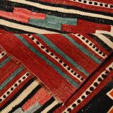 2x13 Green & Red Stair Kilim Runner Rug, 72x387Cm