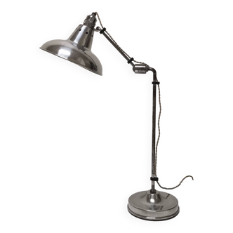 Industrial articulated lamp, nickel-plated, Houillon Nancy,