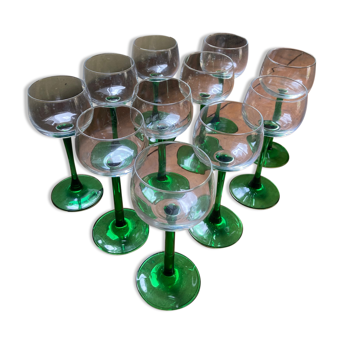 11 glasses of Alsace wine vintage green ideal white wine