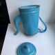 enamelled metal coffee maker in sky blue and red early twentieth century