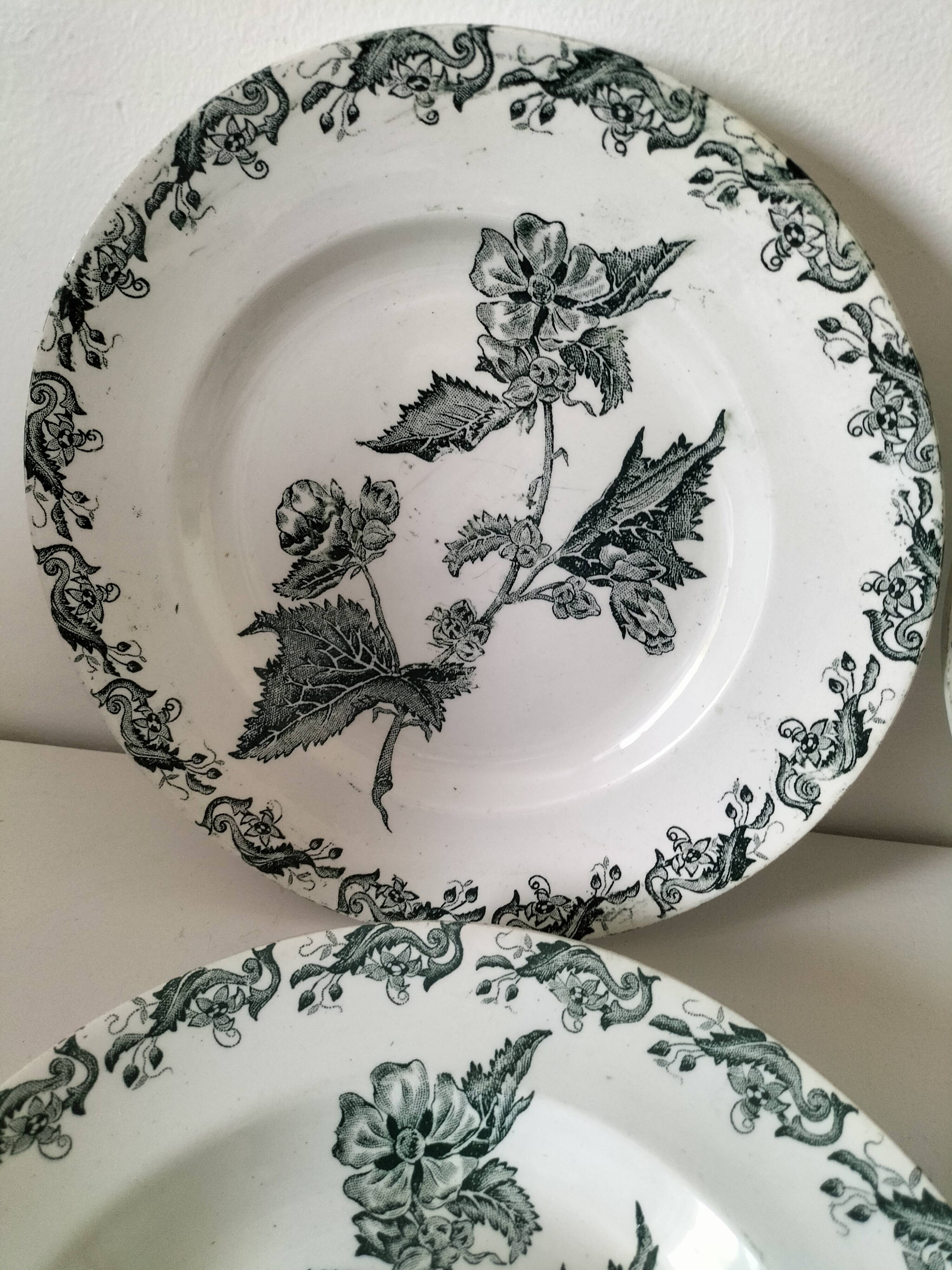 4 ironstone plates A. Lebacqz & M. Bouchart Richelieu model