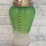 Art Nouveau lantern pendant light cast glass brass electric fixing ok h 60x