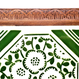Old wood and earthenware longwy green pattern