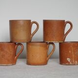 5 tasses en grès années 70