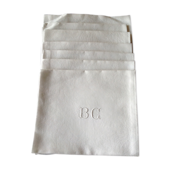 Lot of 6 old table towels in damask