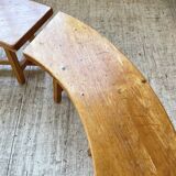Set of round table and 4 rounded benches, 1950