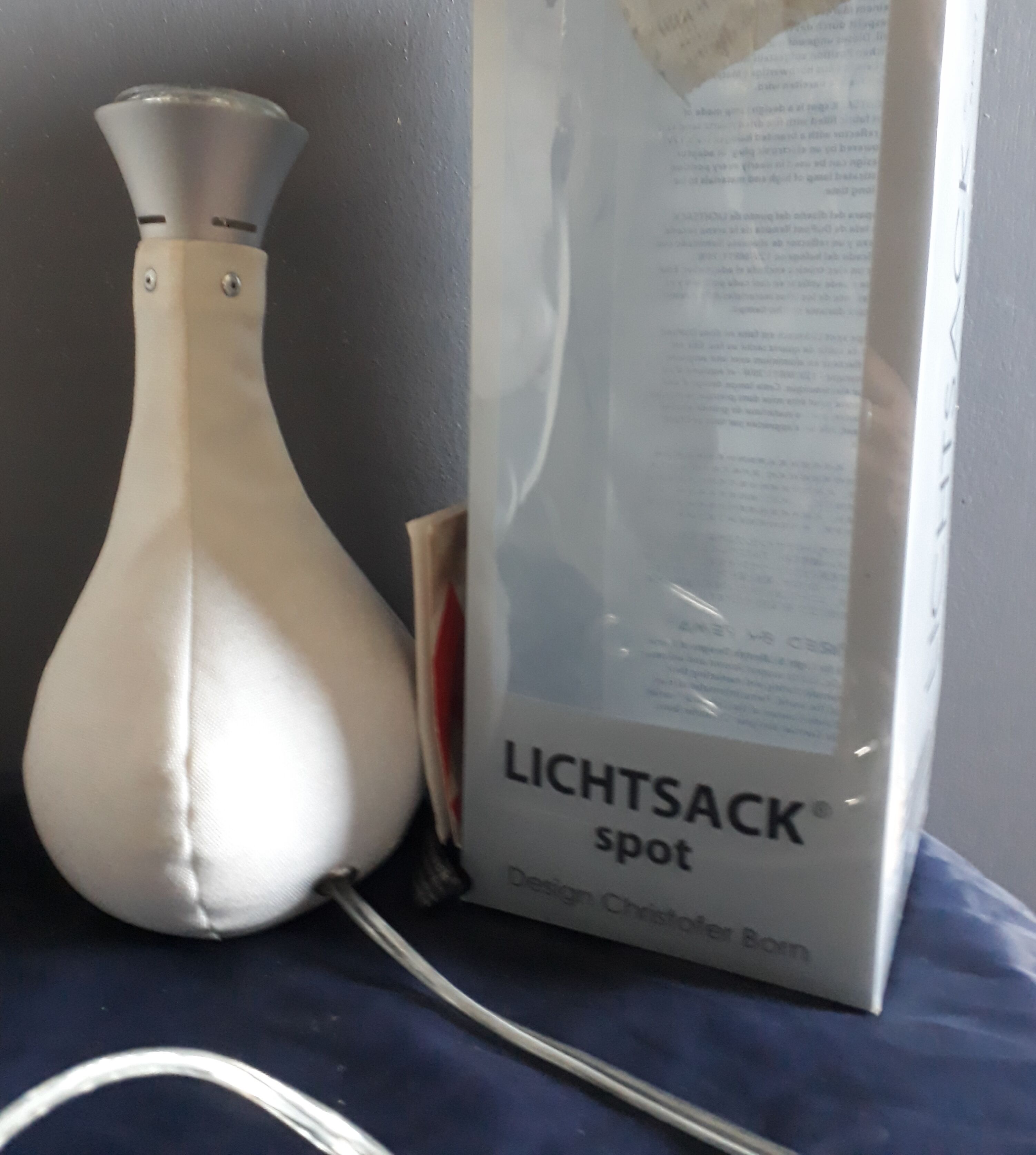 Table lamp Lichtsack "bag of light", futuristic design created by Christopher Born, year 2001