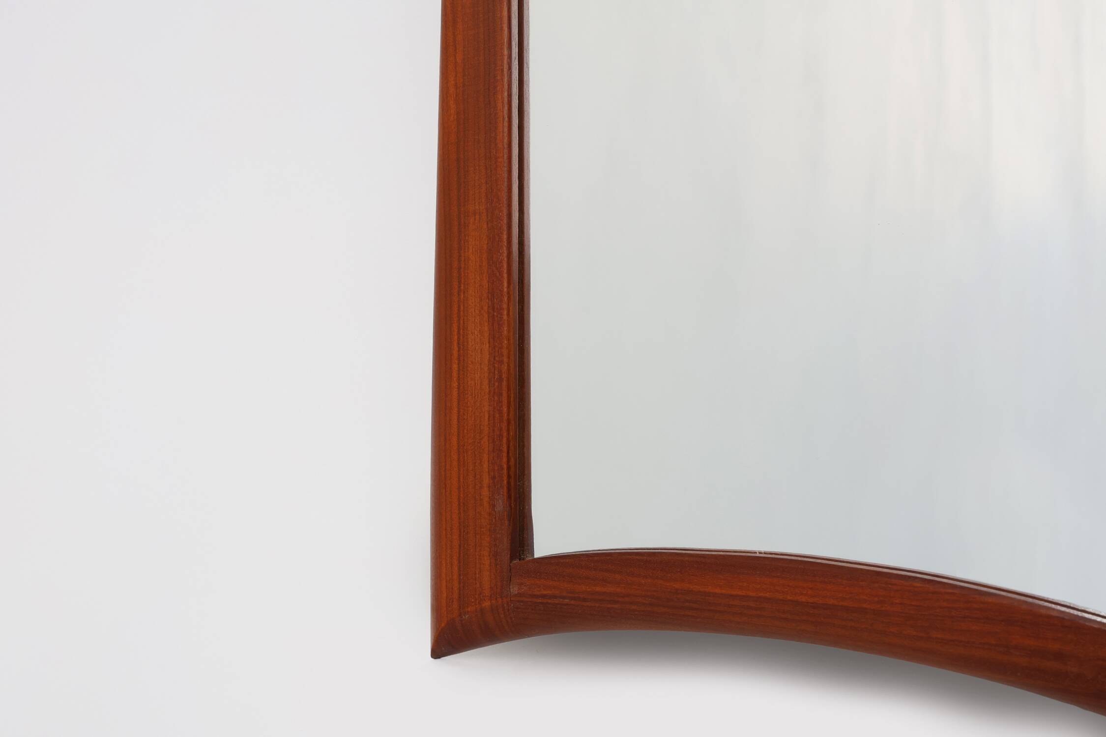 Vintage organic Scandinavian 1960s solid teak wood wall mirror