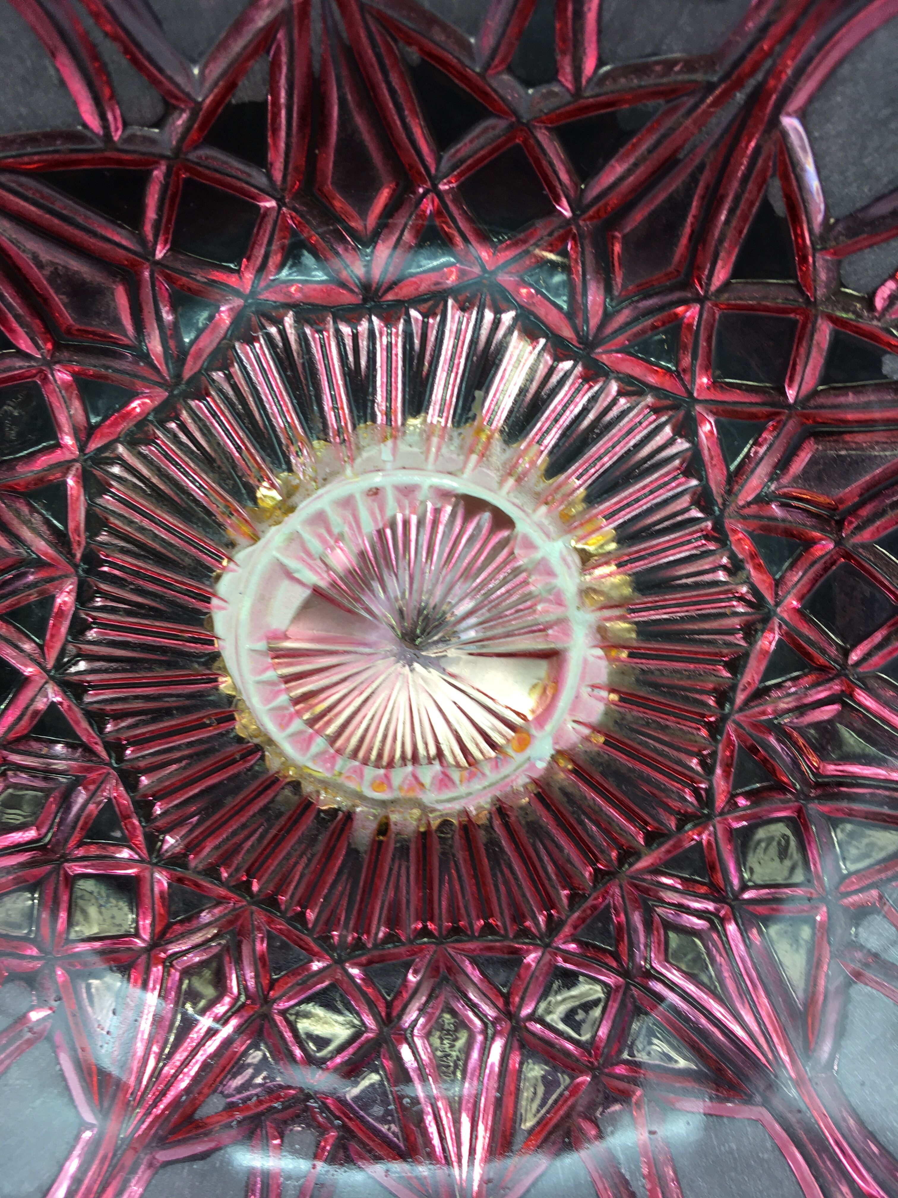 Vintage bedside with grapevines and chiseled crystal