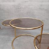 Table basse laiton 3 niveaux pivotants des années 1970 style de Milo Baughman Italie