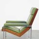 Green Cowhide Leather and Wooden Vintage Armchair
