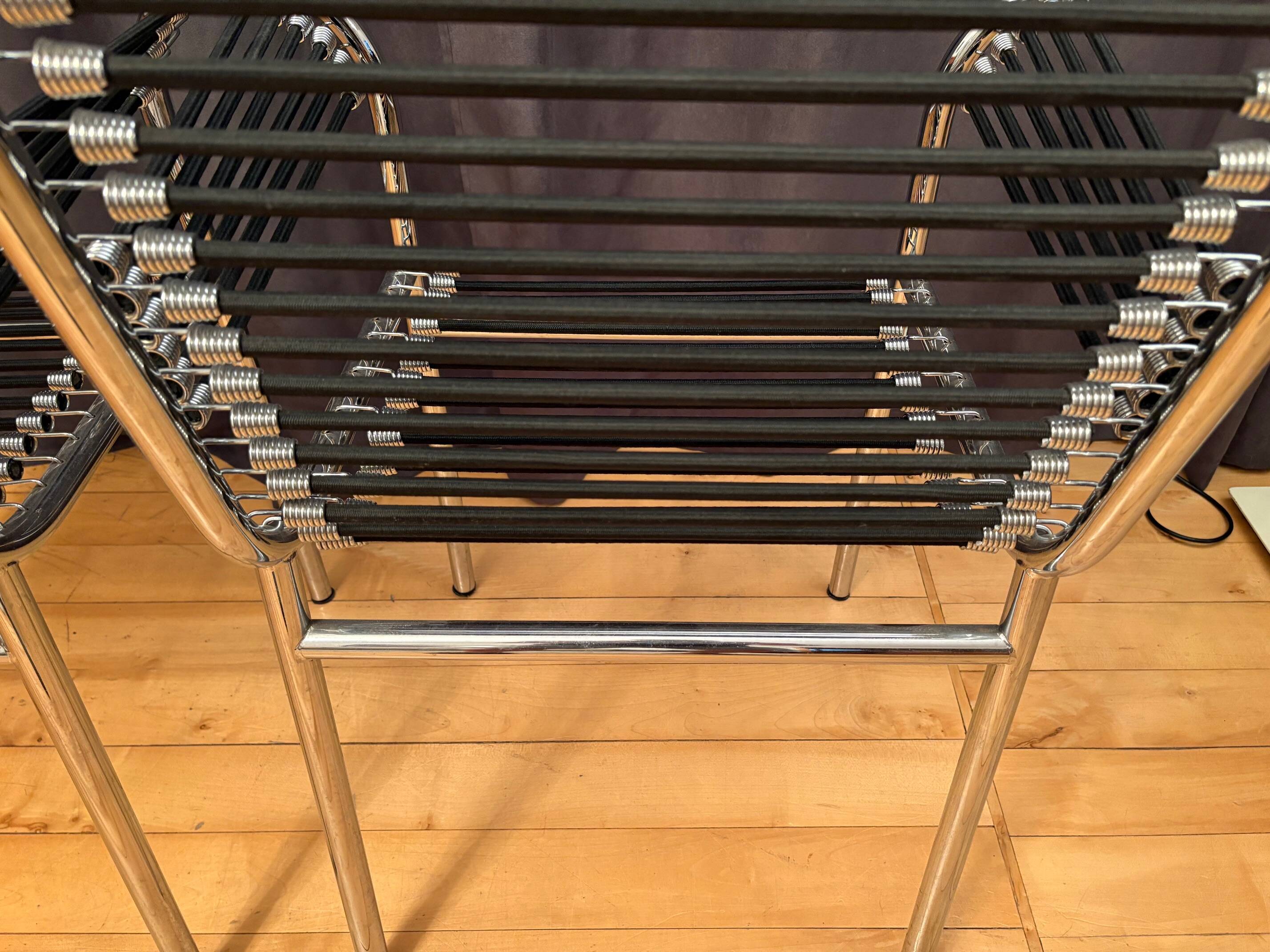 Pair of "Sandows" chairs designed by Rene Herbst, Bauhaus, France, 1980s