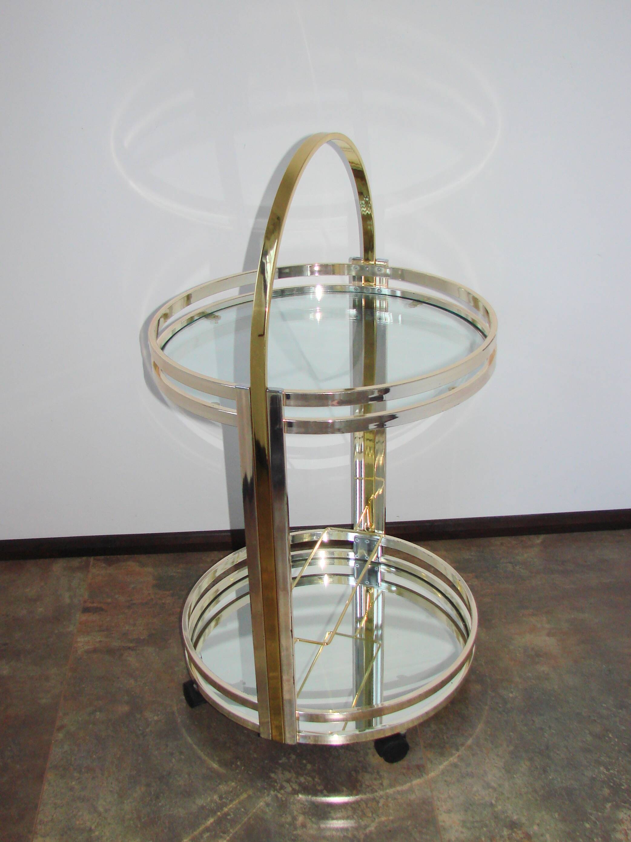 Art Deco mobile drinks trolley on wheels, 1970s