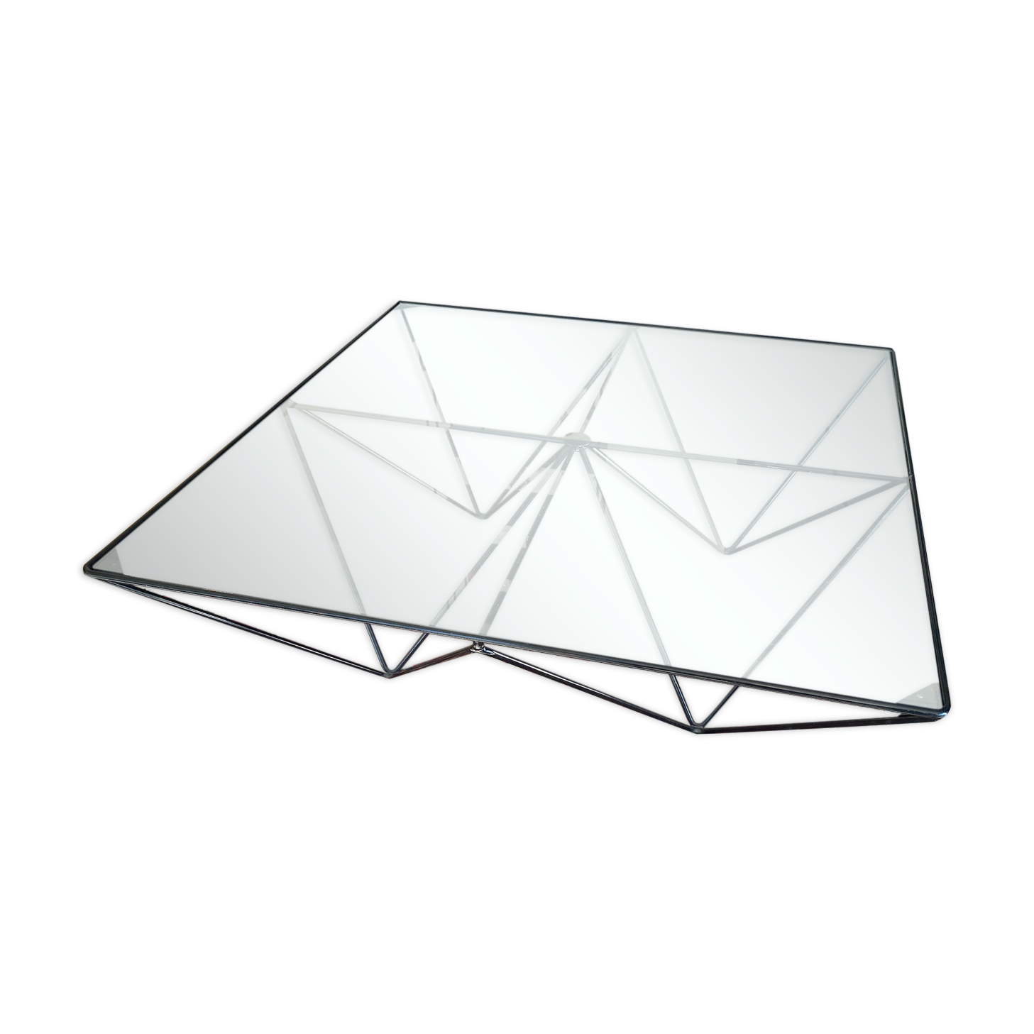 Coffee table  square black metal glass