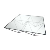 Coffee table  square black metal glass