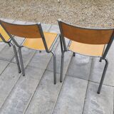 Set of three vintage school chairs