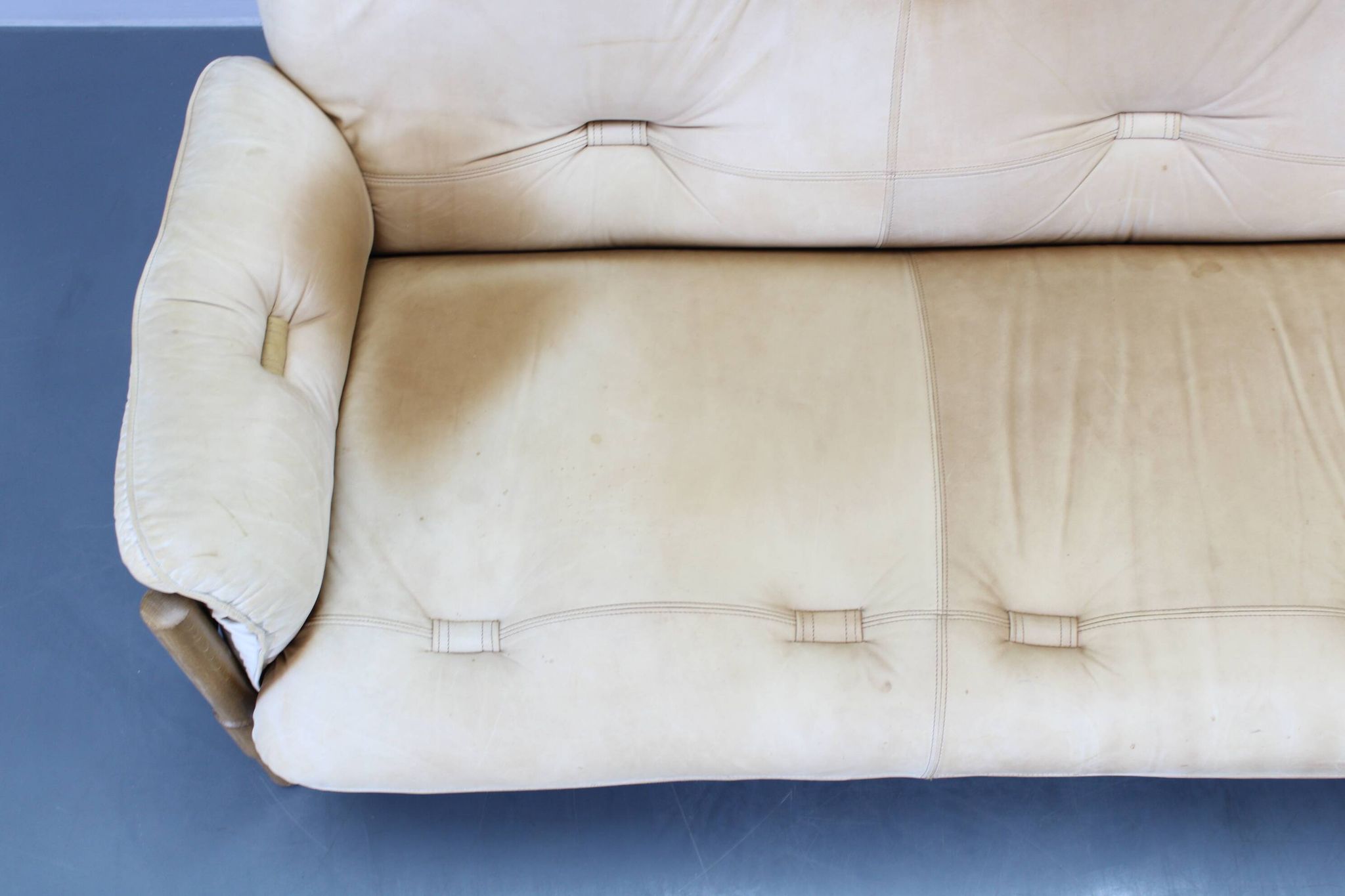 1960s Oak Scandinavian 3-Seater Sofa in Fine Leather Upholstery