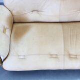 1960s Oak Scandinavian 3-Seater Sofa in Fine Leather Upholstery