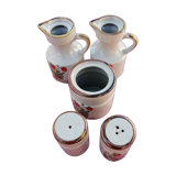 Set oil vinegar salt pepper mustard in ceramic