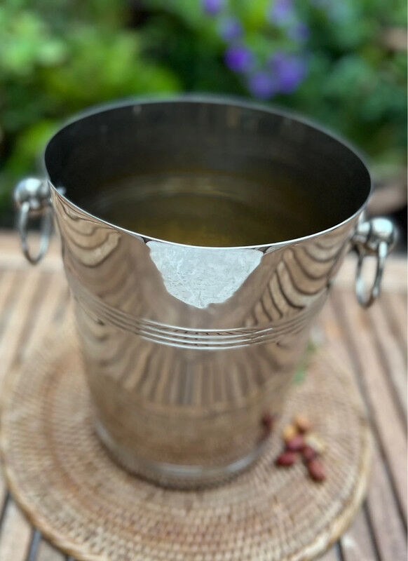 Silver metal champagne bucket