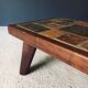 Brutalist Rustic Slate Tile & Oak Coffee Table, Belgium, 1960s