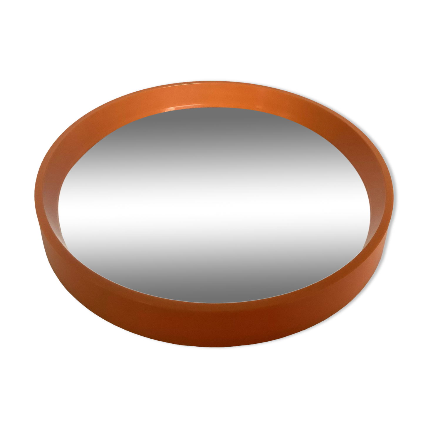 Old vintage orange round mirror