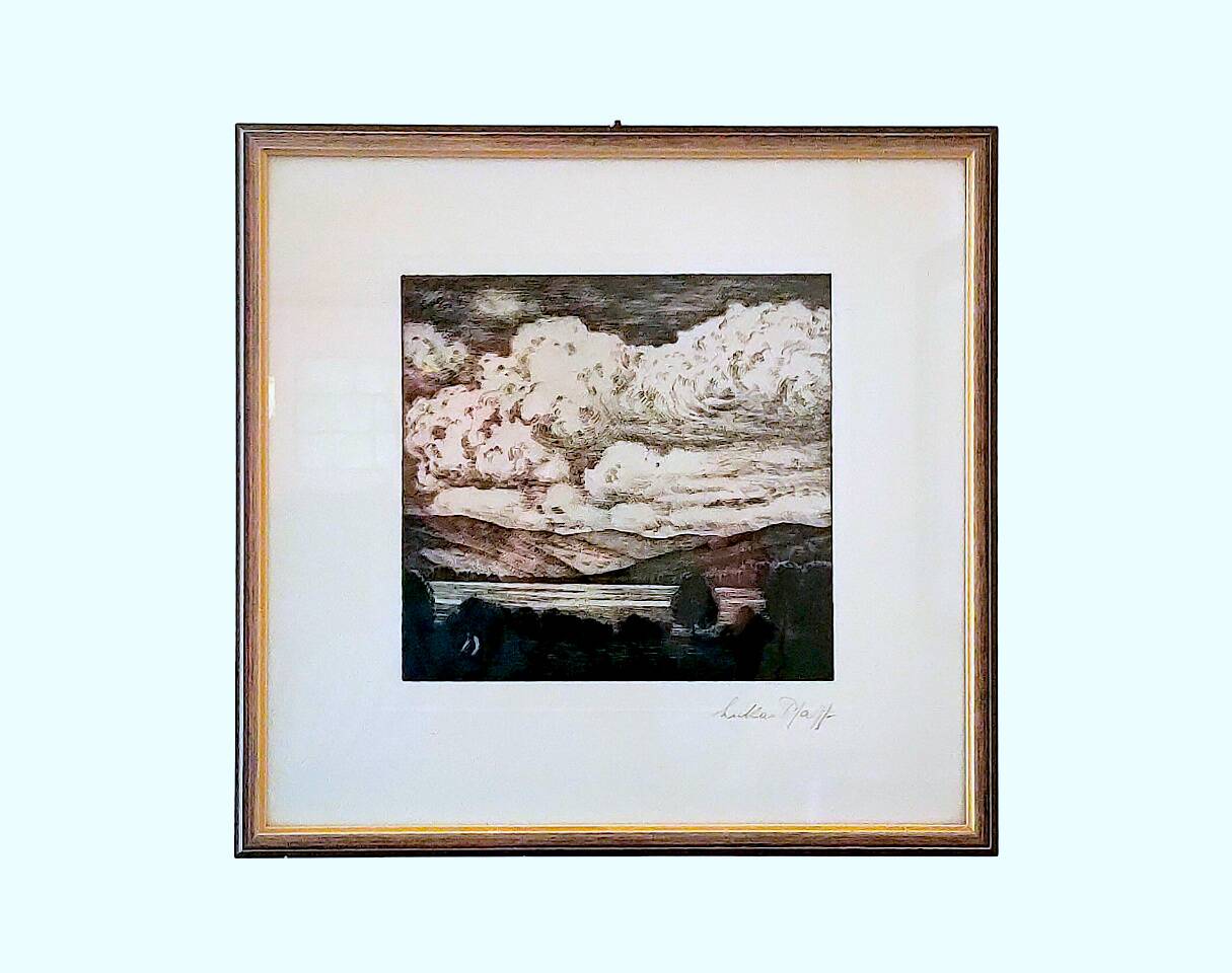 Signed painting by Lukas PFAFF (1901-1963) – Engraving, landscape of the Black Forest, 1950
