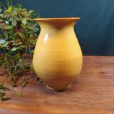 Vase en grès vintage jaune moutarde