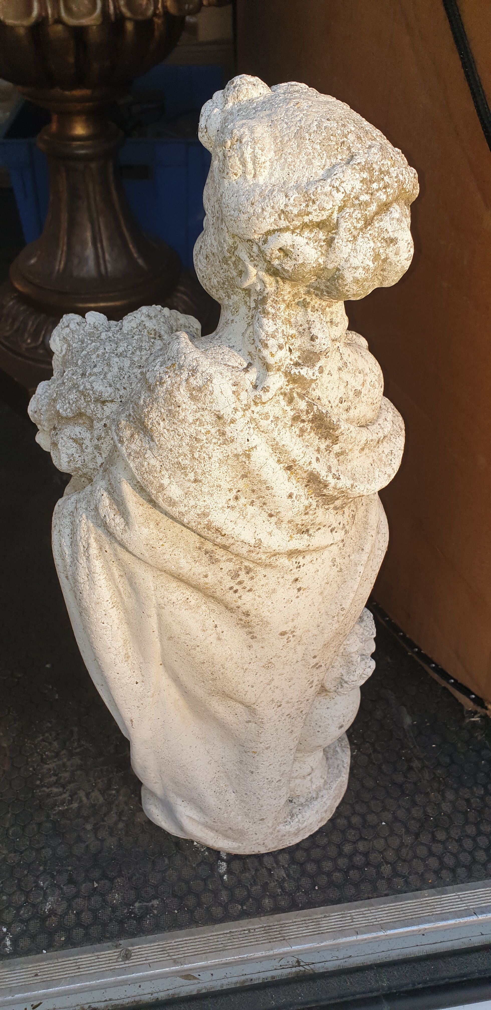 Pair of cherub garden statues reconstituted stone
