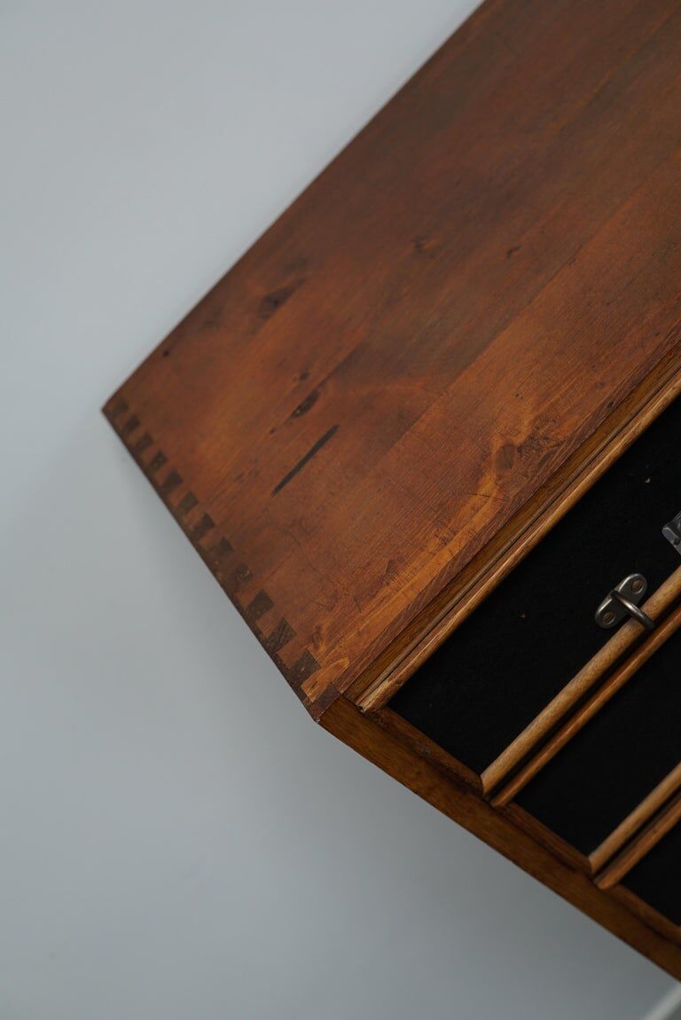 German industrial apothecary cabinet in oak and pine, mid-20th century