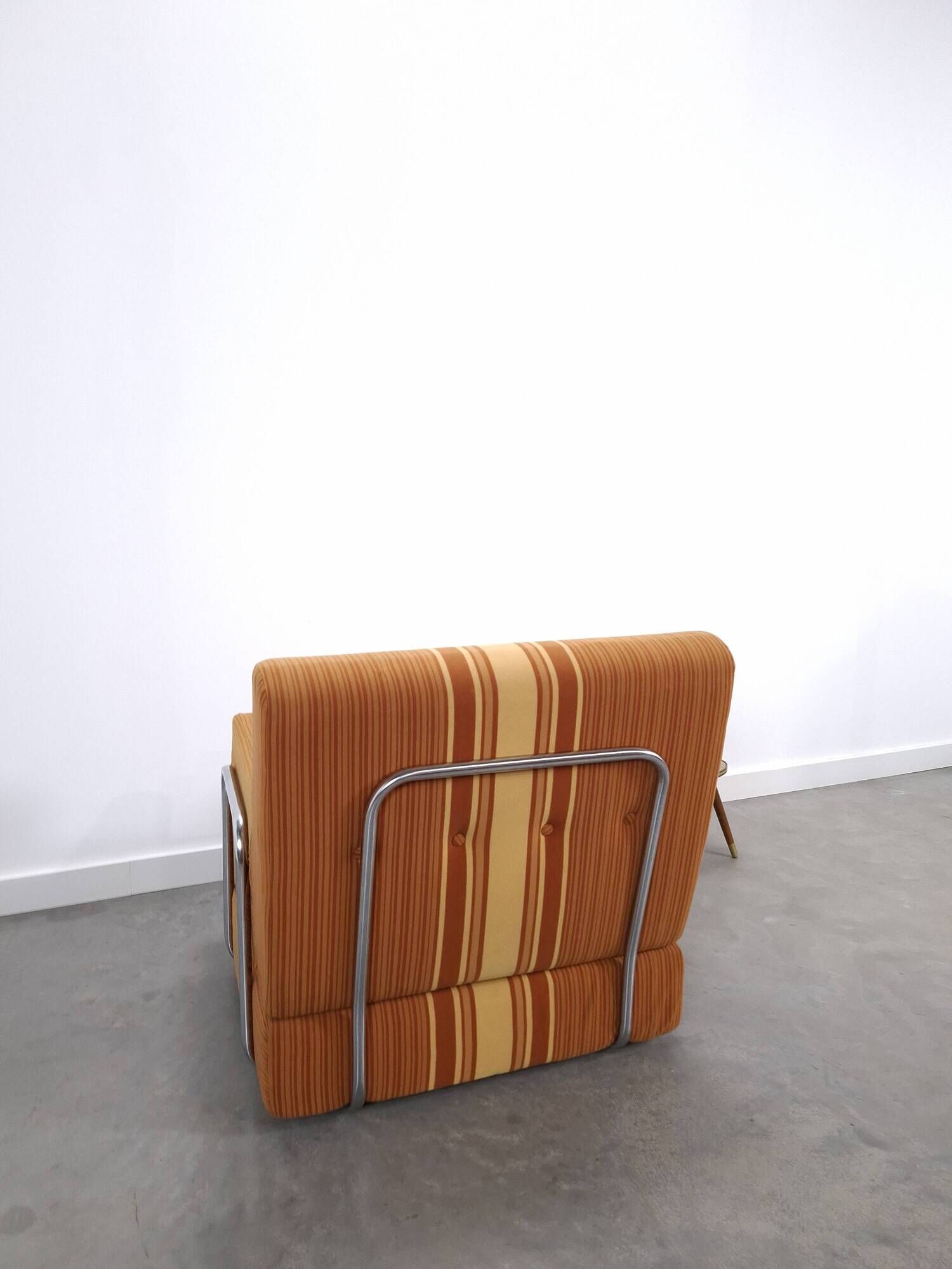 Vintage 1970s retractable lounge chair – Ochre yellow brown, sofa bed