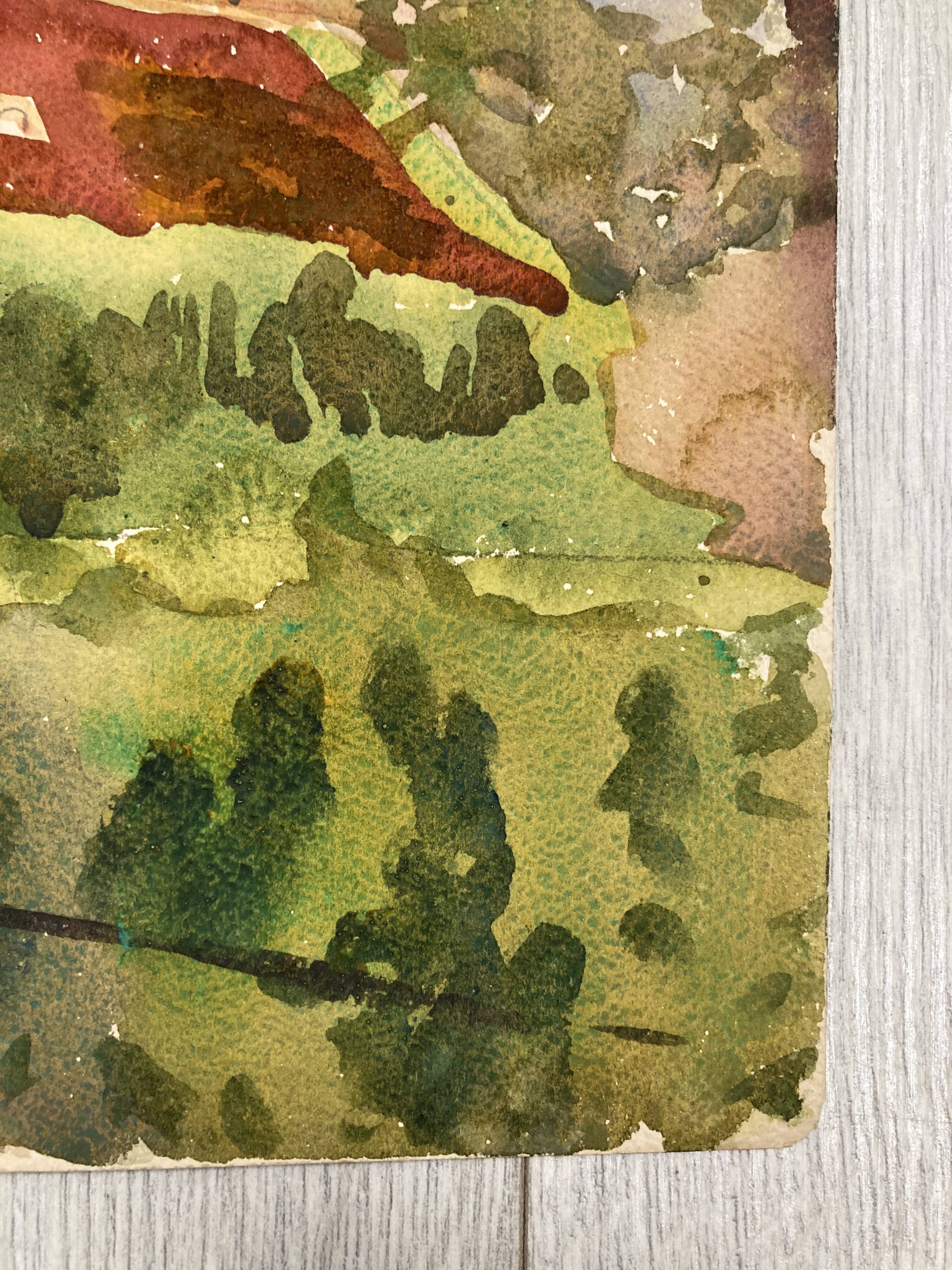 Watercolor Vintage Chateau