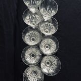 Set of 9 crystal water glasses Baccarat model Carcassonne